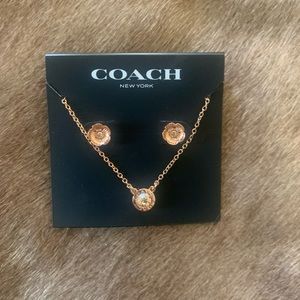 Rose gold coach earring & necklace set
